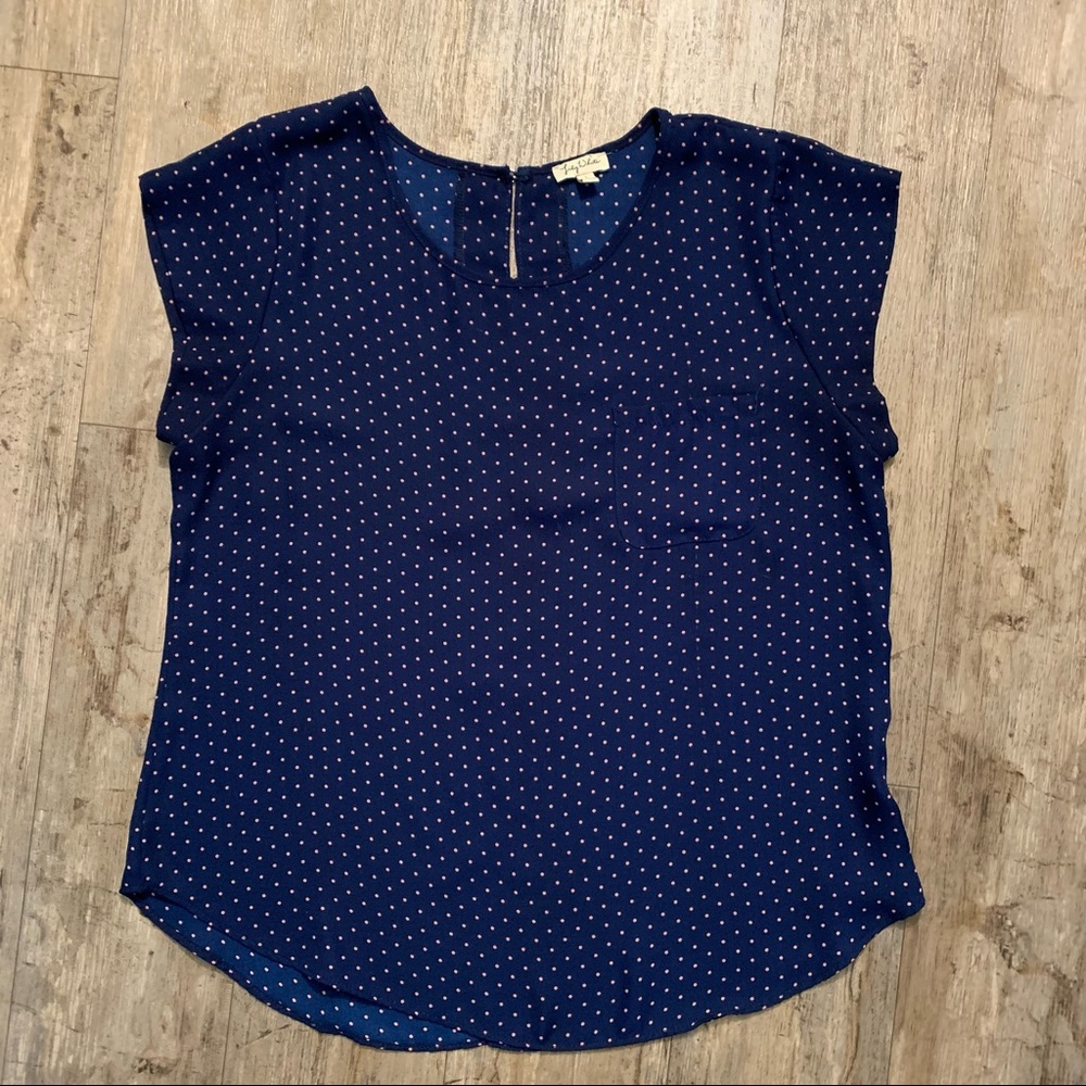Navy Blue Polka Dot Blouse